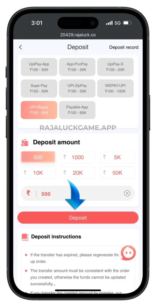 raja-luck-deposit-page